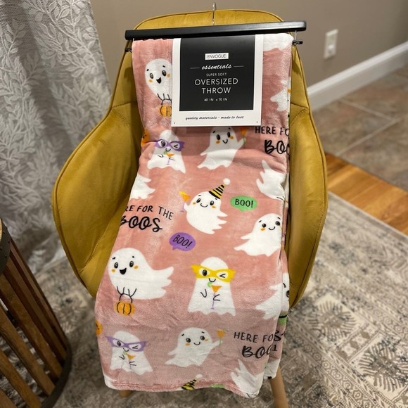 Envogue Bedding Halloween Pink Here For The Boos Ghost Oversized